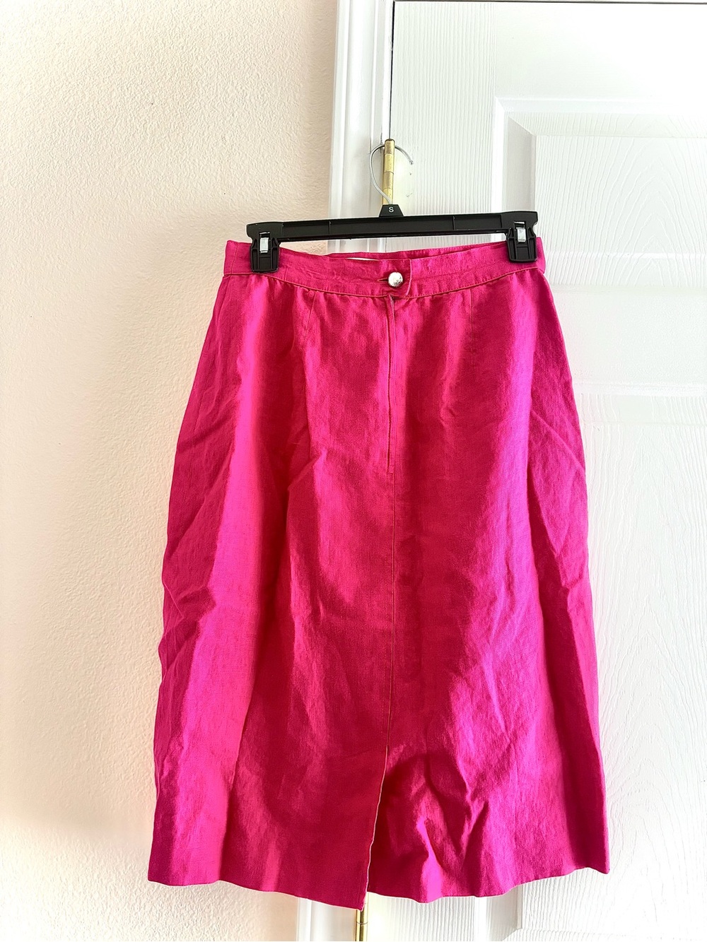 Vintage 90s Max Mara Linen Pink Knee Length Pencil Skirt XS